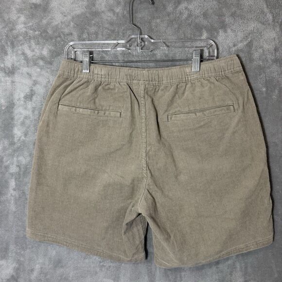 Katin Mens Size M Shorts Corduroy Drawstring Beige Slash Pockets Elastic Waist - Picture 4 of 9